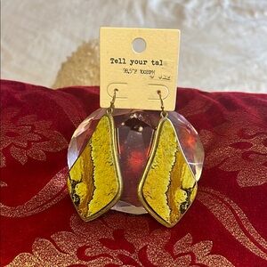 Artistic Yellow and Brown Earrings